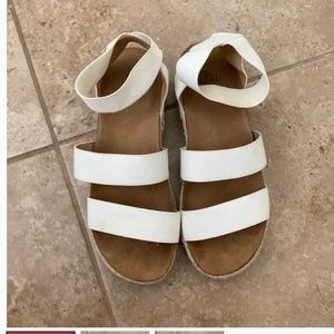 White wedge platform sandals
